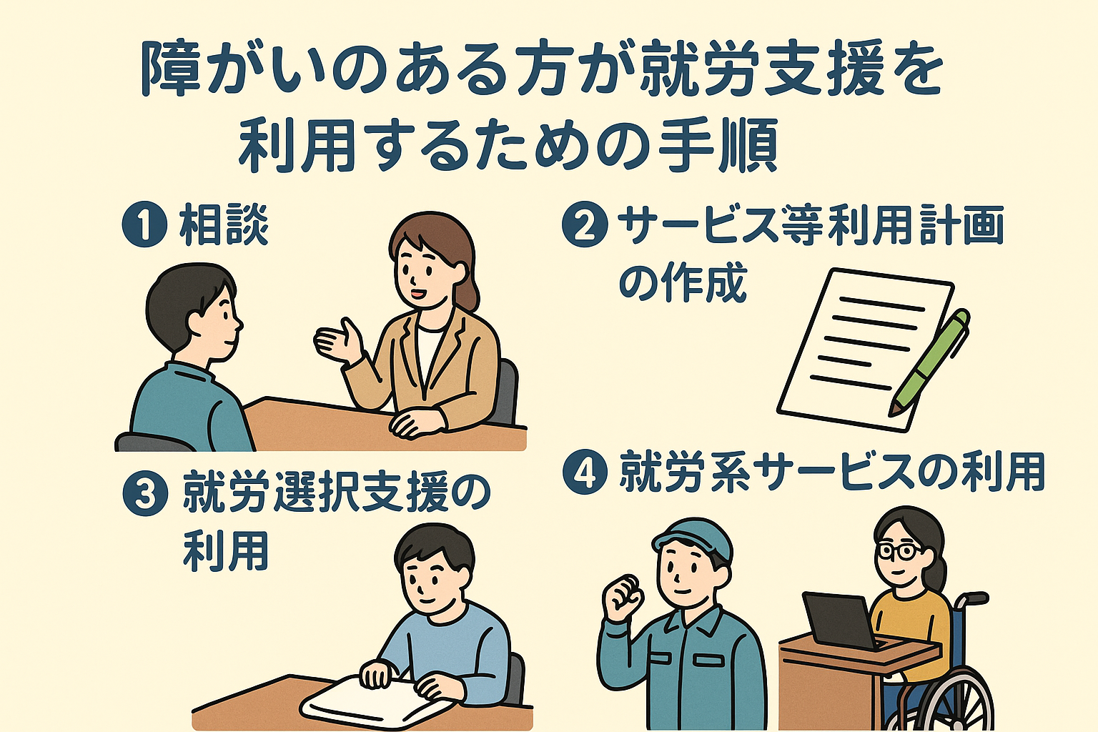 障がい者が就労支援を受けるための手順や順番
